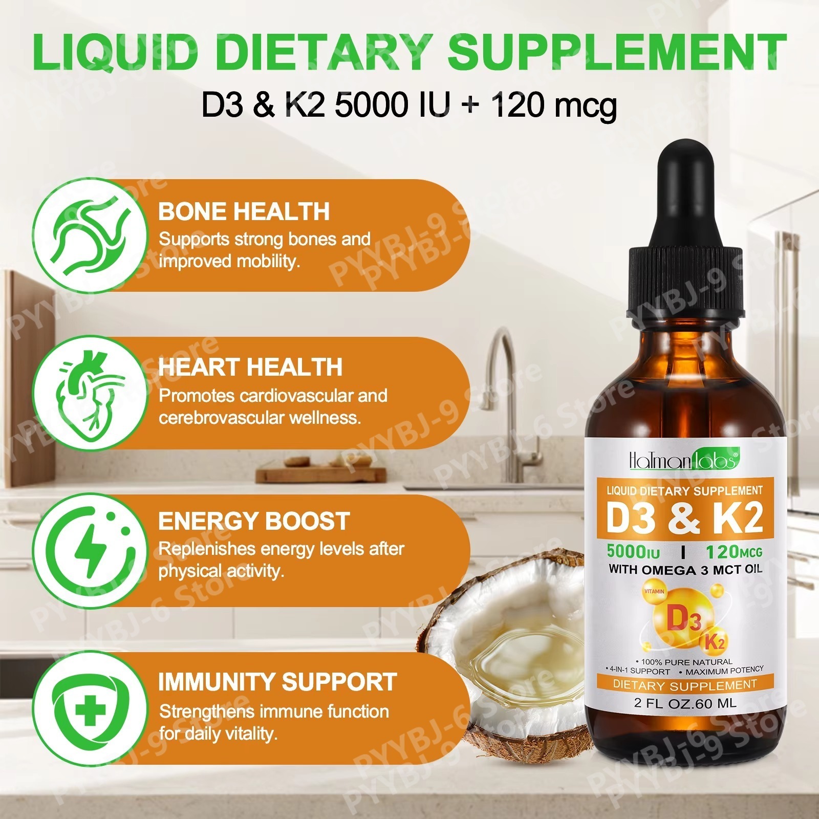Hatmanlabs 5000 IU Vitamin D3  - Vitamin D3 K2 Drop review and price