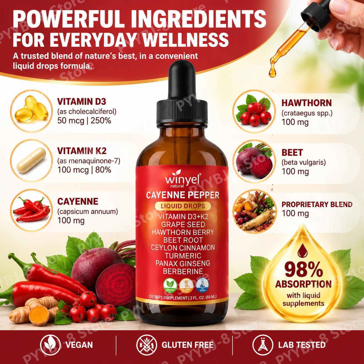 Cayenne Pepper Liquid Drops, V - Vitamin D3 K2 Drop review and price